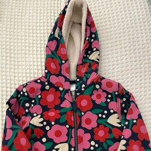 Hanna Andersson Colorful Floral Hooded Sweatshirt Zip Up Jacket Size 6/7 Girls
